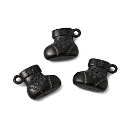 Черный Рождественские 304 подвески из нержавеющей стали, рождественские чулки с подвесками, ионное покрытие (ip), чёрные, 12x16x5 мм, отверстие : 1.6 мм