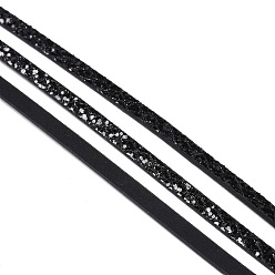 Black Imitation Leather Cords, with Paillette Beads and Metallic Cords, Black, 5x2mm, about 1.2m/strand