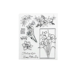 Flower Transparent Clear Silicone Stamp/Seal, For DIY Scrapbooking/Photo Album Decorative, Use with Acrylic Printing Template Tool, Stamp Sheets, Flower, 210x175x3mm