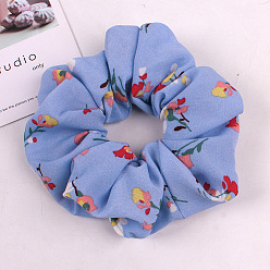 C111 Floral Hairband Sky Blue Pineapple Fabric Hair Tie for Women's Office Look - Elastic Headband Accessory