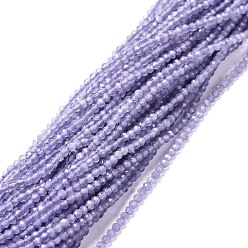 Lilac Cat Eye Beads Strands, Round, Faceted, Lilac, 2mm, Hole: 0.2mm, 14.17 inch(36cm), 174~184pcs/strand