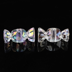 Clear UV Plating Transparent Acrylic Beads, Iridescent, Candy, Clear, 14x28x12mm, Hole: 4.8mm
