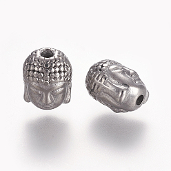 Stainless Steel Color Stainless Steel Beads, Buddha, Stainless Steel Color, 10.5x8x8mm, Hole: 2mm