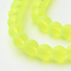 Зелено-Желтый Стеклянные бусины, окрашенные, прозрачные, матовые, круглые, зеленый желтый, 4 мм, отверстие : 1.1~1.6 мм, около 200 шт / нитка, 31.4 дюйм
