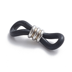 Черный Держатели для очков, очки концы резиновой петли, с 302 фурнитурой из нержавеющей стали, долговечный, цвет нержавеющей стали, 20.5x6 мм, отверстие : 3x2 мм