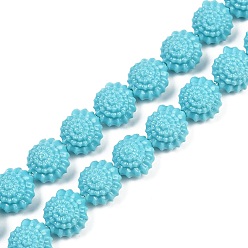 Голубой Нити резных бусин из синтетического коралла, окрашенные, формы раковины, голубой, 12.5x11x7.5 мм, отверстие : 1.2 мм, около 30 шт / нитка, 13.15'' (33.4 см)