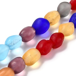 Coloré Brins de perles à chalumeau manuels, pépites givrées, colorées, 10x7.5~8x8mm, Trou: 1.2mm, Environ 40 pcs/chapelet, 15.35 pouce (39 cm)