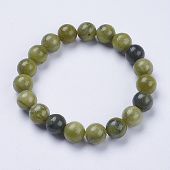 Jade Natural Jade Beaded Stretch Bracelets, Round, 2-1/8 inch(53mm)