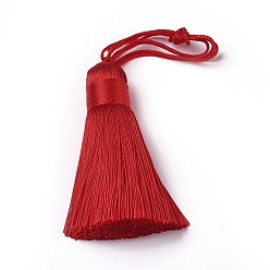 Red Polyester Tassel Big Pendants, Ice Silk Tassel, Red, 50~57x12mm