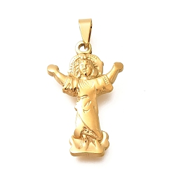 Золотой 201 подвески из нержавеющей стали, Иисус очарование, ионное покрытие (ip), золотые, 35.5x22.5x4.5 мм, отверстие : 8x4.5 мм