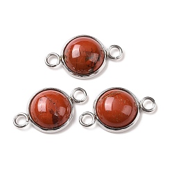 Красный Камень Подвески из натуральной красной яшмы, полукруглые звенья, с цветным тоном нержавеющей стали 304 фурнитура из нержавеющей стали, 12x19.5x5 мм, отверстие : 2 мм