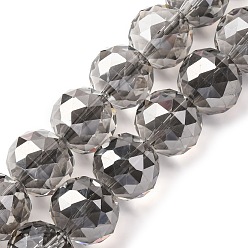 Темно-Серый Прозрачные стеклянные бусины гальваническим пряди, круглые, граненые, темно-серый, 19.5x17.5 мм, отверстие : 2.3 мм, около 20 шт / нитка, 14.09 дюйм (35.8 см)