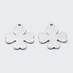 Silver 925 Sterling Silver Charms, Clover, with S925 Stamp, Silver, 12x10x0.8mm, Hole: 1mm