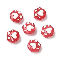 Красный Стеклянные эмалевые бусины ручной работы, отпечаток лапы, окрашенная и подогревом, красные, 13.5x15x9~9.5 мм, отверстие : 1 мм