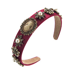 Red Baroque Vintage Pearl Headband with Rhinestone Embellishments for Women