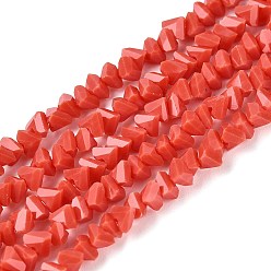 Помидор Непрозрачное стекло бисер нитей, треугольные, граненые, помидор, 2~2.5x3.5~4x3.5~4 мм, отверстие : 0.8~0.9 мм, около 126~132 шт / нитка, 13.78~14.96'' (35~38 см)