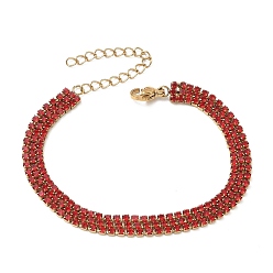 Doré  304 Bracelets multi-rangs en acier inoxydable avec strass pour femmes, plat rond, or, 6.50 pouce (16.5 cm)