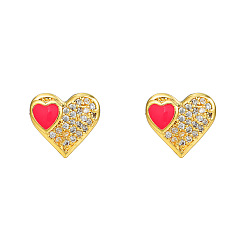 ZJ7828 Copper-studded zircon earrings for women dripping oil rainbow flower lips bee niche design fashion earrings