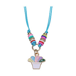 Three necklaces Colorful Rainbow Children's Bracelet and Necklace Set with European and American Gold Powder Butterfly Soft Clay Weaving Friendship Jewelry