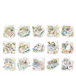 Food 30Pcs Picnic Theme Paper Self-Adhesive Stickers, for DIY Photo Album Diary Scrapbook Decoration, Food, 90x155x4mm, Sticker: 70x70mm