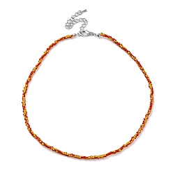 Red Glass Beaded Necklace, with Alloy Clasps, Red, 16.10 inch(40.9cm)