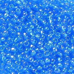 (163B) Transparent AB Dark Aqua Тохо 11/0 круглые бусины, японский бисер, (163 б) прозрачный ab темно-синий, 2.2 мм, отверстие : 0.8 мм, Около 5555 шт / 50 г