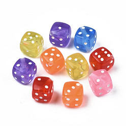 Mixed Color Transparent Acrylic Beads, Craft Style, Dice, Mixed Color, 10x10x10mm, Hole: 1.2mm, about 1000pcs/500g