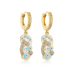 42561 18K Gold Plated Blue Eye Slippers Earrings with Zircon Stones - Unique and Stylish Women's Jewelry