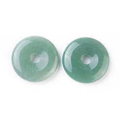 Green Aventurine Natural Green Aventurine Pendants, Donut/Pi Disc, Donut Width: 12~12.5mm, 30~31x6~7mm, Hole: 6mm