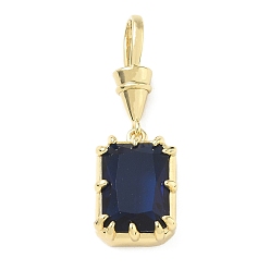 Azul Oscuro Latón pavimenta colgantes de circonio cúbico, encantos del rectángulo, encantos de una sola piedra, larga duración plateado, chapado en rack, sin plomo y el cadmio, real 18 k chapado en oro, azul oscuro, 35 mm, agujero: 8x5 mm