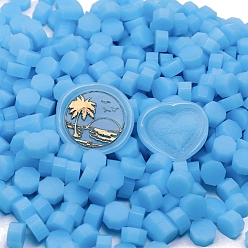 Deep Sky Blue Sealing Wax Particles, for Retro Seal Stamp, Octagon, Deep Sky Blue, Packing: 125x90mm