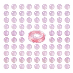 Kunzita 100 piezas 8 mm cuentas redondas de kunzita natural, con 10 m hilo de cristal elástico, para kits de fabricación de pulseras elásticas de bricolaje, 8 mm, agujero: 1 mm