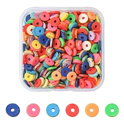 Colorful 1 Strand Handmade Polymer Clay Beads Strand, with Glitter Sequin, Flat Round/Disc, Heishi Beads, Colorful, 6x1mm, Hole: 2mm, about 380~400pcs/strand, 17.7 inch(45mm)