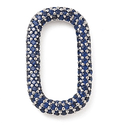 Темно-Синий Стойка покрытие латунь микропаве кубический цирконий овальные соединительные кольца, долговечный, без свинца и без кадмия, платина, темно-синий, 25x14.5x3 мм, внутренний диаметр: 19x8.5 мм