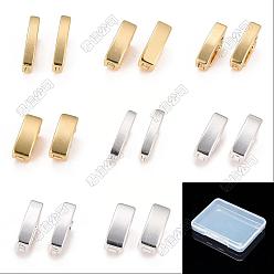 Mixed Color 48Pcs 8 Styles Eco-Friendly Brass Watch Band Clasps, Long-Lasting Plated, Lead Free & Cadmium Free, Mixed Color, 10x1.8~3.5x4mm, 6pcs/style