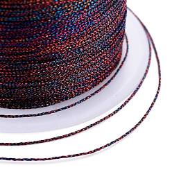 Colorful Polyester Braided Metallic Thread, for DIY Braided Bracelets Making and Embroidery, Colorful, 0.4mm, 6-Ply, about 54.68 yards(50m)/roll
