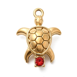 Светло-сиамский 304 подвески из нержавеющей стали с микропаве из стразов, черепаховые чары, ионное покрытие (ip), реальный 18 k позолоченный, Light Siam, 19x14x6.5 мм, отверстие : 1.4 мм