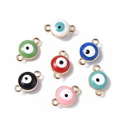 Mixed Color Alloy Enamel Connector Charms, Golden, Evil Eye Links, Mixed Color, 7x11x5mm, Hole: 1mm