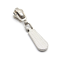 Platinum Zinc Alloy Zipper Head with Teardrop Charms, Zipper Pull Replacement, Zipper Sliders for Purses Luggage Bags Suitcases, Platinum, 3.7x1.1cm