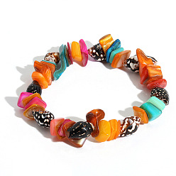 Color 2 Colorful Ethnic Style Handmade Stone and Shell Bracelet for Men and Women