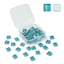 Кадет Синий 60 шт. Прозрачные стеклянные кабошоны, квадратный, кадетский синий, 9.8x9.8x4 мм
