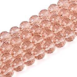 Темный Лосось Прозрачные стеклянные бусины, граненый (96 граней), круглые, темный лосось, 8 мм, отверстие : 1 мм, около 68~70 шт / нитка, 20.47~21.06 дюйм (52~53.5 см)