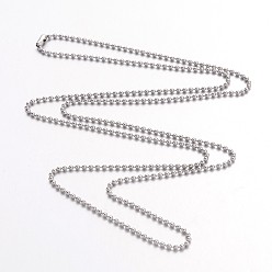 Stainless Steel Color Stainless Steel Necklace Making, Stainless Steel Ball Chains, Stainless Steel Color, 23.6 inch(60cm), 2.5mm