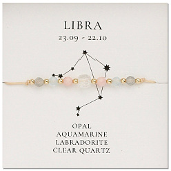 Libra Natural Gemstone Constellation Beaded Bracelets, Libra, Colorful, 11 inch(28cm)