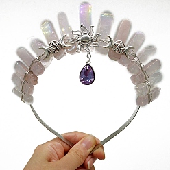 Фиолетовый Резинки для волос из натурального кварца, корона сплав резинки для волос для женщин девочек, фиолетовые, 350x150 мм