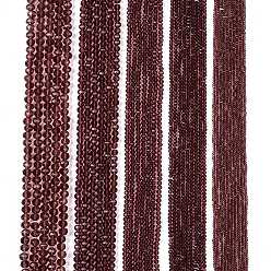 Brun Rosé  Chapelets de perles en verre transparentes  , facette, rondelle, brun rosé, 3x2mm, Trou: 0.5mm, Environ 135~140 pcs/chapelet, 32~34 cm