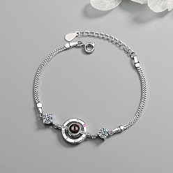 platinum color Bracelet projection mémoire - minimaliste, 100 bracelet de confession d'amour en langues - coréen