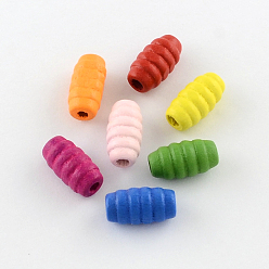 Mixed Color Dyed Natural Wood Beads, Oval, Mixed Color, 15x8mm, Hole: 3mm, about 1510pcs/500g