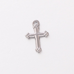 Stainless Steel Color 304 Stainless Steel Pendants, Cross Charm, Religion, Stainless Steel Color, 18x11mm