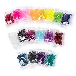 Mixed Color 18 Colors Transparent Glass Beads, for Beading Jewelry Making, Frosted, Round, Mixed Color, 8mm, Hole: 1.3~1.6mm, about 30pcs/color, 18 Colors, 540pcs/set